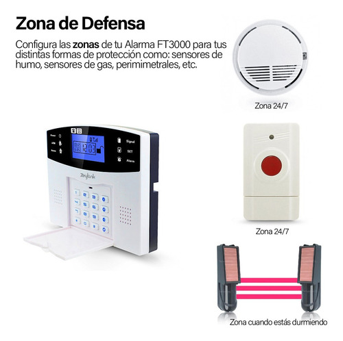 Imagen 7 de 8 de Sistema Alarma Gsm Inalambrica Ft3000 Plus Para Casa Negocio