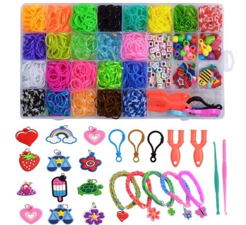 Kit Para Hacer Pulseras De Elástico 23 Colores + Rebordeado