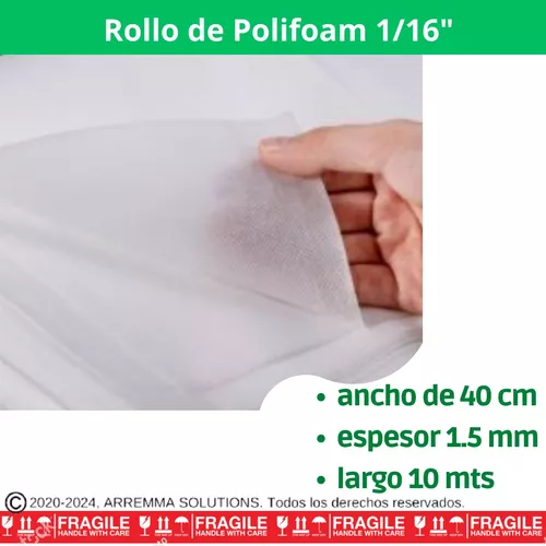Polifoam Rollo Espuma Embalaje Sustituto Burbuja 50mtsx40cm