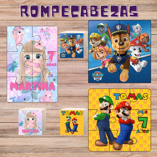 Souvenir Rompecabezas Personalizado 10 Unid + Bolsa