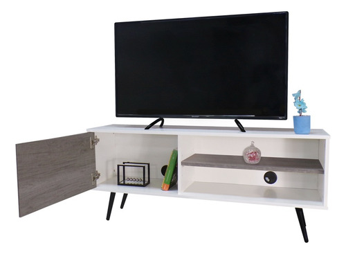 Mueble Para Tv Decomobil Credenza Con Pasacables Color BLANCO ABSOLUTO | LOMBARDIA