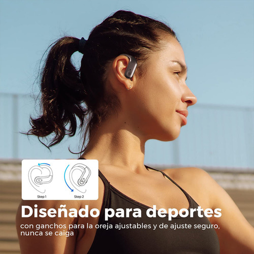 Imagen 9 de 10 de Auriculares Inalámbricos Deportivos S5 Soundpeats Negro - Bluetooth 5.0, Aletas de sujeción, Control táctil, 20 horas de carga en estuche, Impermeabilidad IPX7