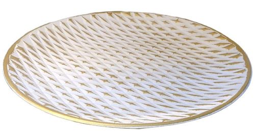 Centro De Mesa De Madera En Color Blanco Y Dorado De 40cms.