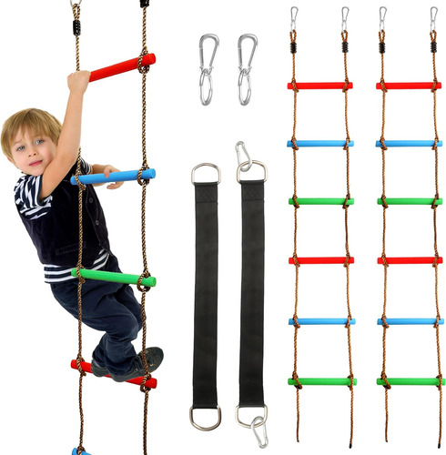 Juego De 2 Escaleras De Cuerda De Escalada De 7 Pies Fo...