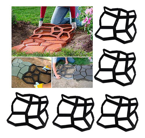 5 Piezas Molde Concreto Estampado Molde Jardin Piedra Patio