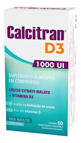 Kit Calcitran D3 1.000ui 3 Unidades Com 60 Comprimidos Cada
