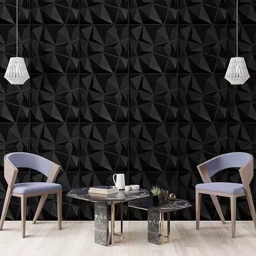 Panel Decorativo 3d Pvc 12 Pzs(3m2) Color Negro Mate Pickone