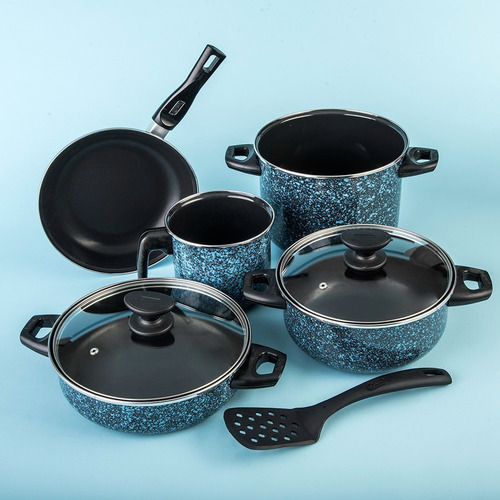 Imagen 7 de 9 de Batería De Cocina Línea Granito 8 Pz Color Azul Cinsa