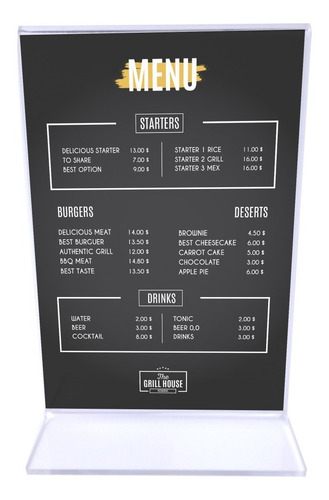 Porta Menu Acrílico Doble Vista Restaurantes Pack 10 Ud. M2