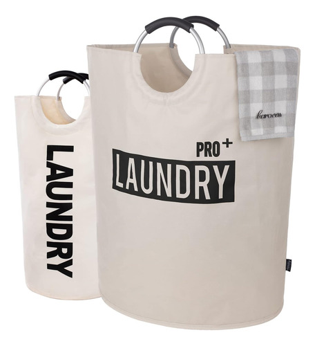 Cesta De Lavandería Grande 150 L Impermeable Plegable Beige