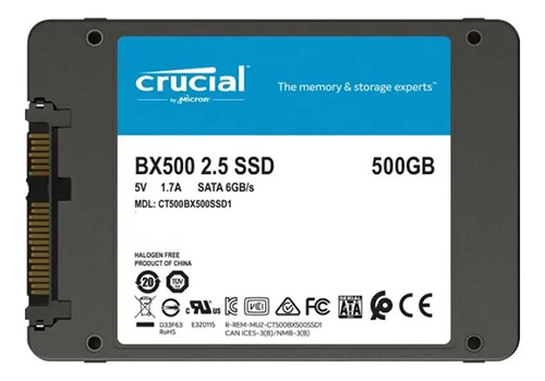 Crucial Disco Ssd 500gb 2.5 Sata Ct500bx500ssd1 Ppct