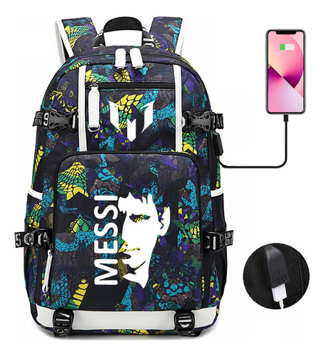 Mochila Escolar Transfronteriza Messi Luminosa, Mochila Neym Color 005 Diseño De La Tela 15*30*47
