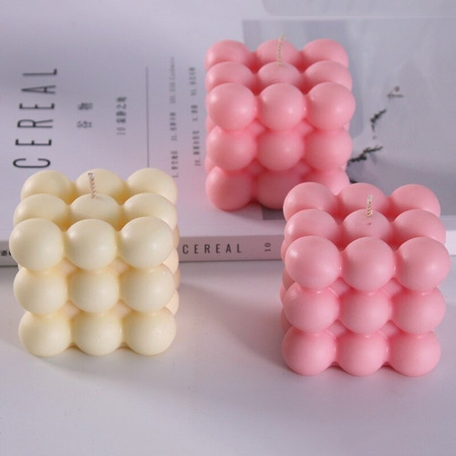 Molde Silicona Burbuja Cubo Para Velas Reposteria