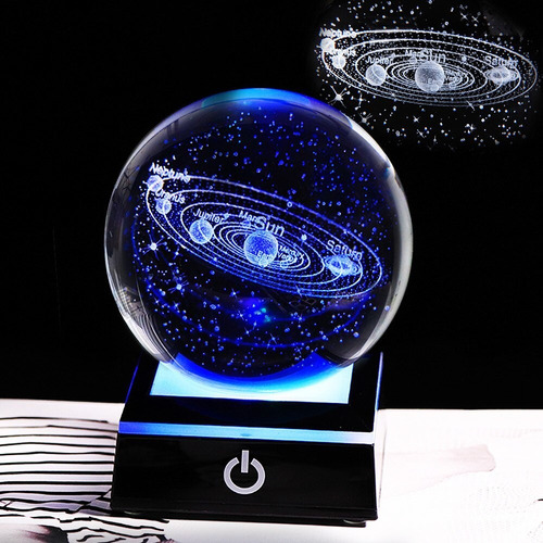 -de Novo Sistema Solar De Cristal De 80 Mm Planet Globe 3d
