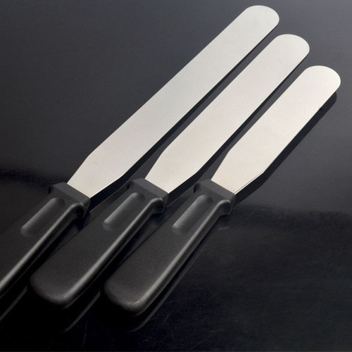 Espatula Alisadora Plana Para Reposteria Mango Negro Mango Negro Grande