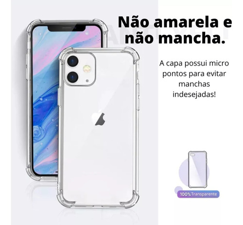 Capa Capinha Anti Shock Para Iphone 7 8 X Xr 11 12 13 14 Max Transparente Iphone 14 (6.1)