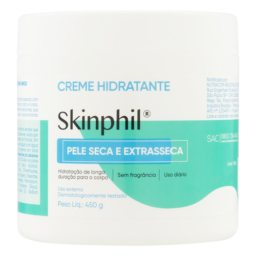Skinphil Ceme Hidratante Sem Fragrância 450g