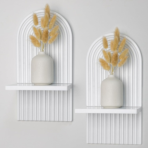Yiya 2 Piezas Estantías De Pared Boho De Madera En Forma De