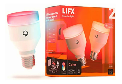 Lifx Color, 1100 Lm, A19 E26 Edison Tornillo (2 Unidades)