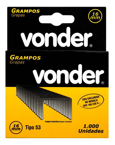 Grampo 16mm Do Grampeador Elétrico Caixa C/1000 Vonder