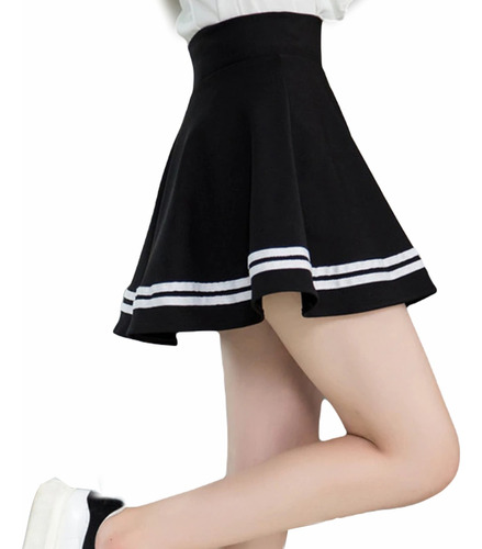 Falda Prensada Con Líneas Minifalda Coreana Prenses Kawaii