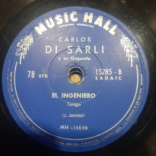 Pasta Carlos Di Sarli Y Su Orquesta 15285 Music Hall C544