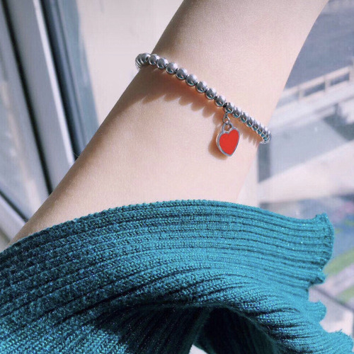 Aa Pulsera Delicada Con Cuentas En Forma De Corazón (bl)