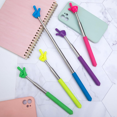 Punteros De Mano Retráctiles, 5 Colores, 5 Unidades