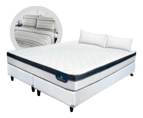 Sommier + Colchon King Serta Indiana 2x2 + Sabana + Almohada