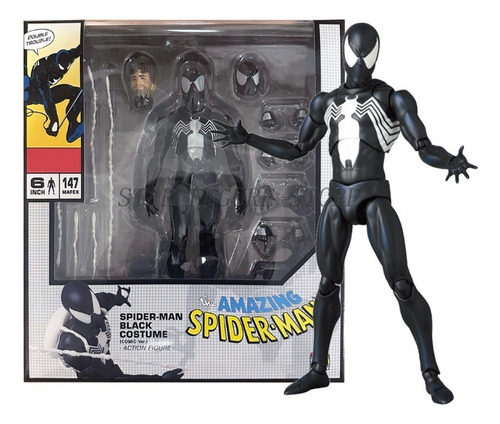 Maqueta Móvil De Figura De Acción Mafex 147 Black Spiderman,