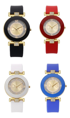 Reloj Mujer Diamantes Silicona Deportivo Elegante Moda D&g