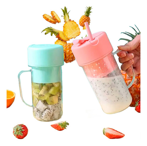 Mini Liquidificador Caneca Mixer 6 Lâminas E Canudo/ Copo Cor 3.7v