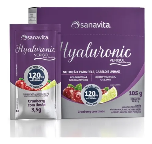 Imagem 1 de 3 de Ácido Hialurônico Colageno Verisol Sanavita Cranberry/ Limão
