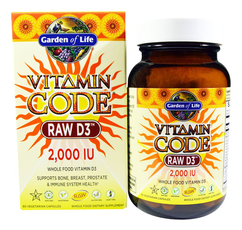 Garden Of Life, Codigo De Vitaminas, D3 Crudo, 2,000 Ui, 60 