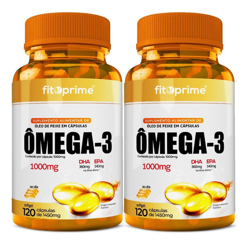 Kit 2 Ômega 3 Óleo De Peixe 1000mg 120 Cápsulas Fitoprime