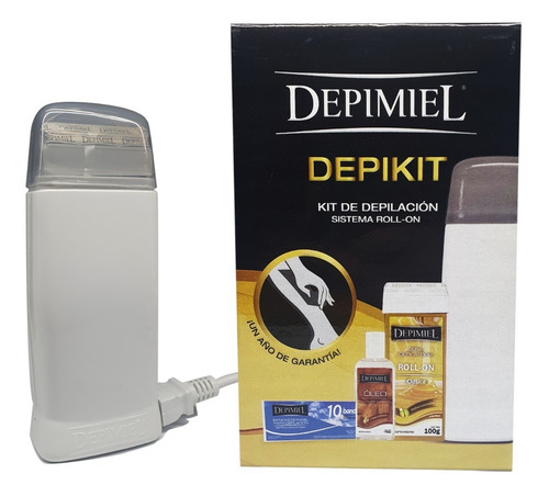 Imagen 2 de 7 de Kit Derretidor Depimiel Depikit + 6 Cera Roll On 100 Bandas