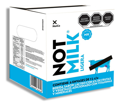 Leche Vegetal Baja En Grasa Not Milk Notco 1 L Caja 6 Pz