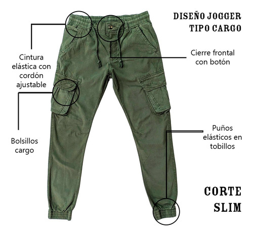 Jogger Cargo Con Bolsillos Cómodos Para Hombre