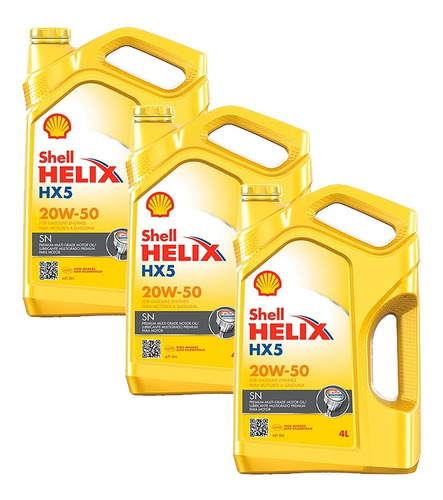 Lubricante Shell Helix Hx5 20w50 - Caja Por 3 Uni. 4 Litros