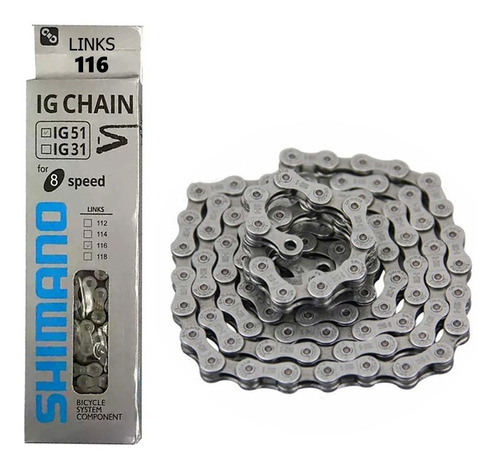 Imagen 1 de 2 de Cadena Bicicleta Shimano 6/7/8 Velocidades Ig51