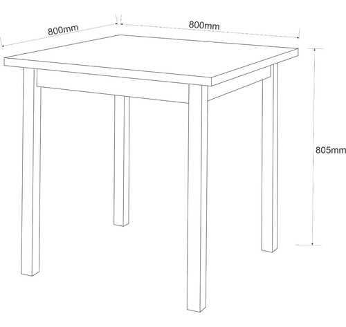 Mesa Elisa de 80 x 80 cm y 2 sillas de comedor de tela de gamuza negra, color negro/negro