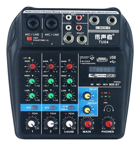 Consola Mezcladora De Audio Usb De 4 Canales Para Dj, 48 V,