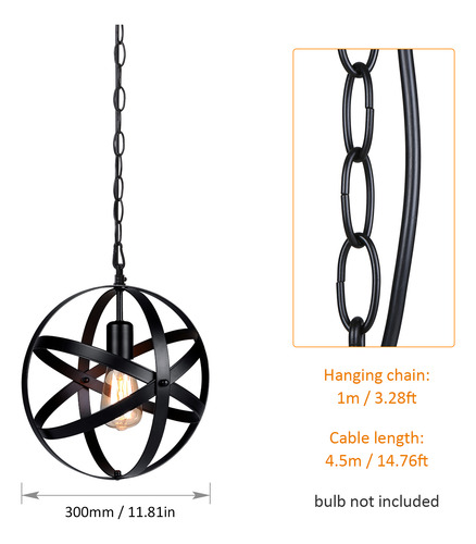 Colgante Industrial Enchufable Globe Base E26