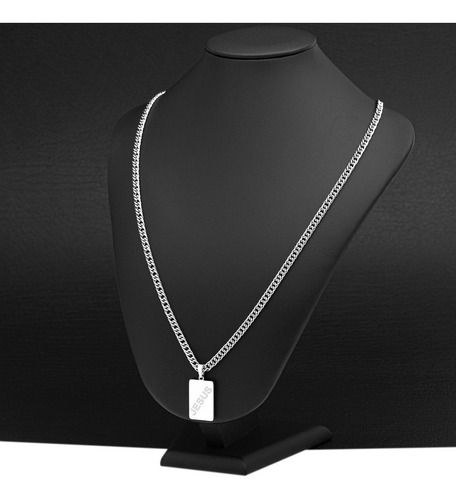 Corrente Masculina Grumet 4mm Jesus Prata J-1208 Aço Inox Cor Prateado