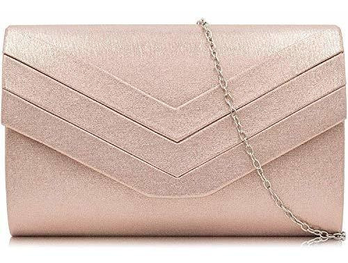 Bolso Para Dama De Noche Fiesta Milisente Tela Rosa Dorado