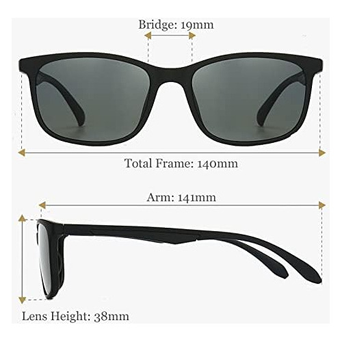 Anrri Gafas De Sol Polarizadas Clásicas Cuadradas Para Hombr