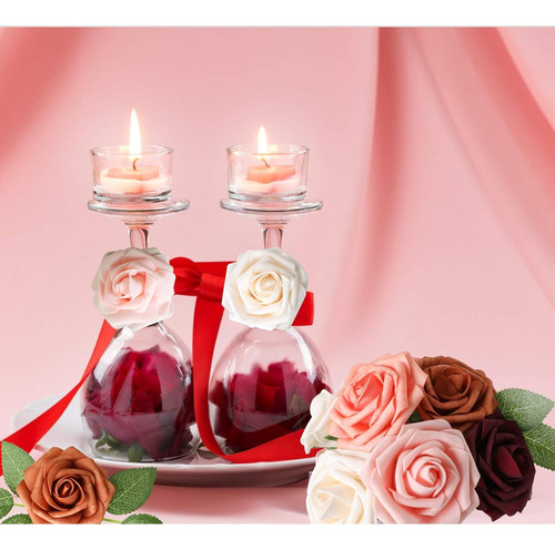 Flores Artificiales Rosas Rojas, 25 Rosas Falsas De Aspecto