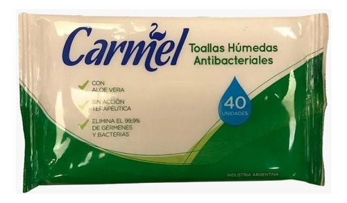 Toallitas Húmedas Antibacteriales Aloe Vera Carmel 40u