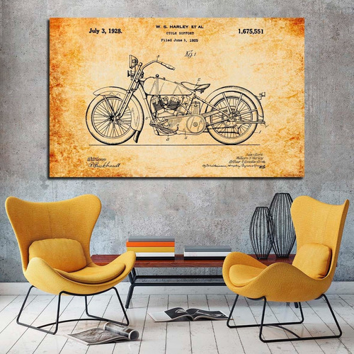 Cuadros Decorativos Motos Harley Davidson Patente (80x50cm)