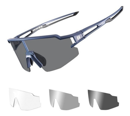 Imagen 1 de 6 de Gafas Ciclismo Mtb Ruta Fotocromáticas Rockbros 10174 Azul
